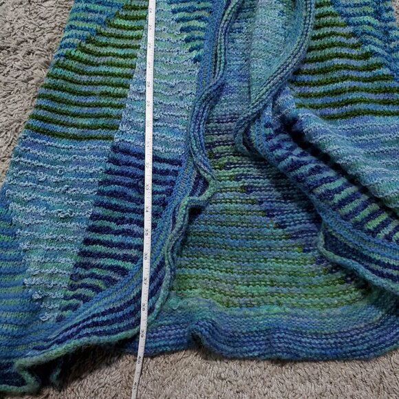 Anthropologie Sleeping on Snow Colorblock Long Line Clasp Ruffle Cardigan - L - Picture 8 of 10